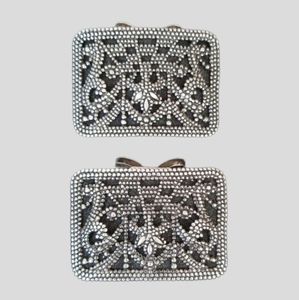 Vintage Antique 1900s Victorian Era Steel Cut Shoe Buckle Pair
